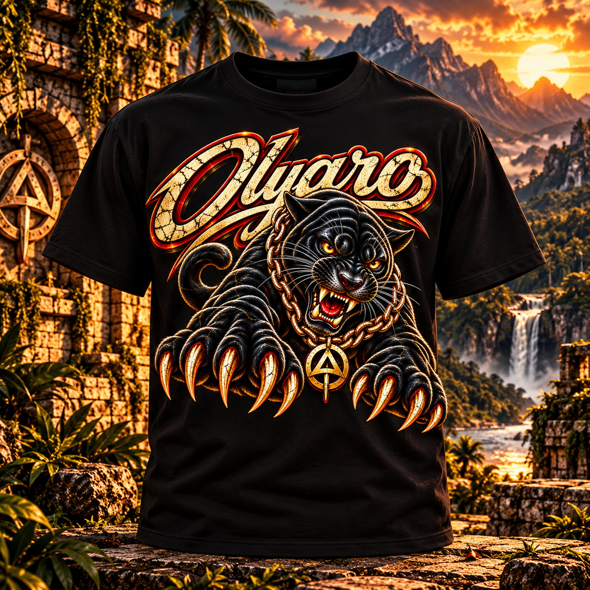 OLYARO -T-Shirt Black Edition Vintage Panthere