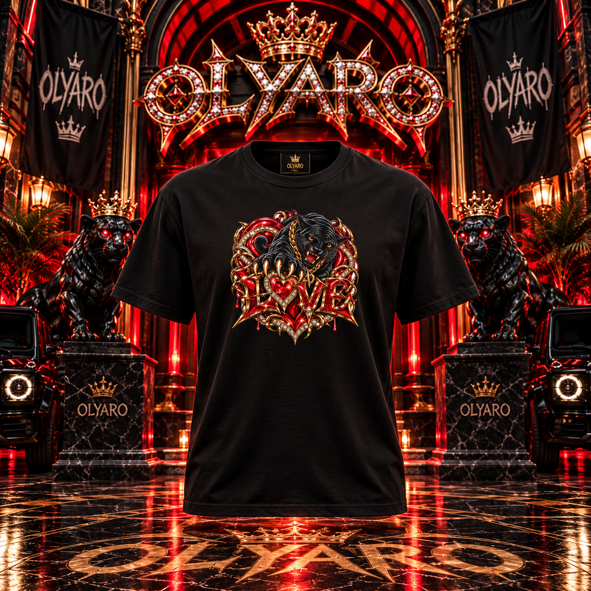 OLYARO -T-Shirt Black Edition Love