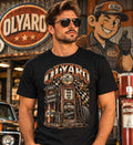OLYARO -T-Shirt Black Vintage Gasoil Brown