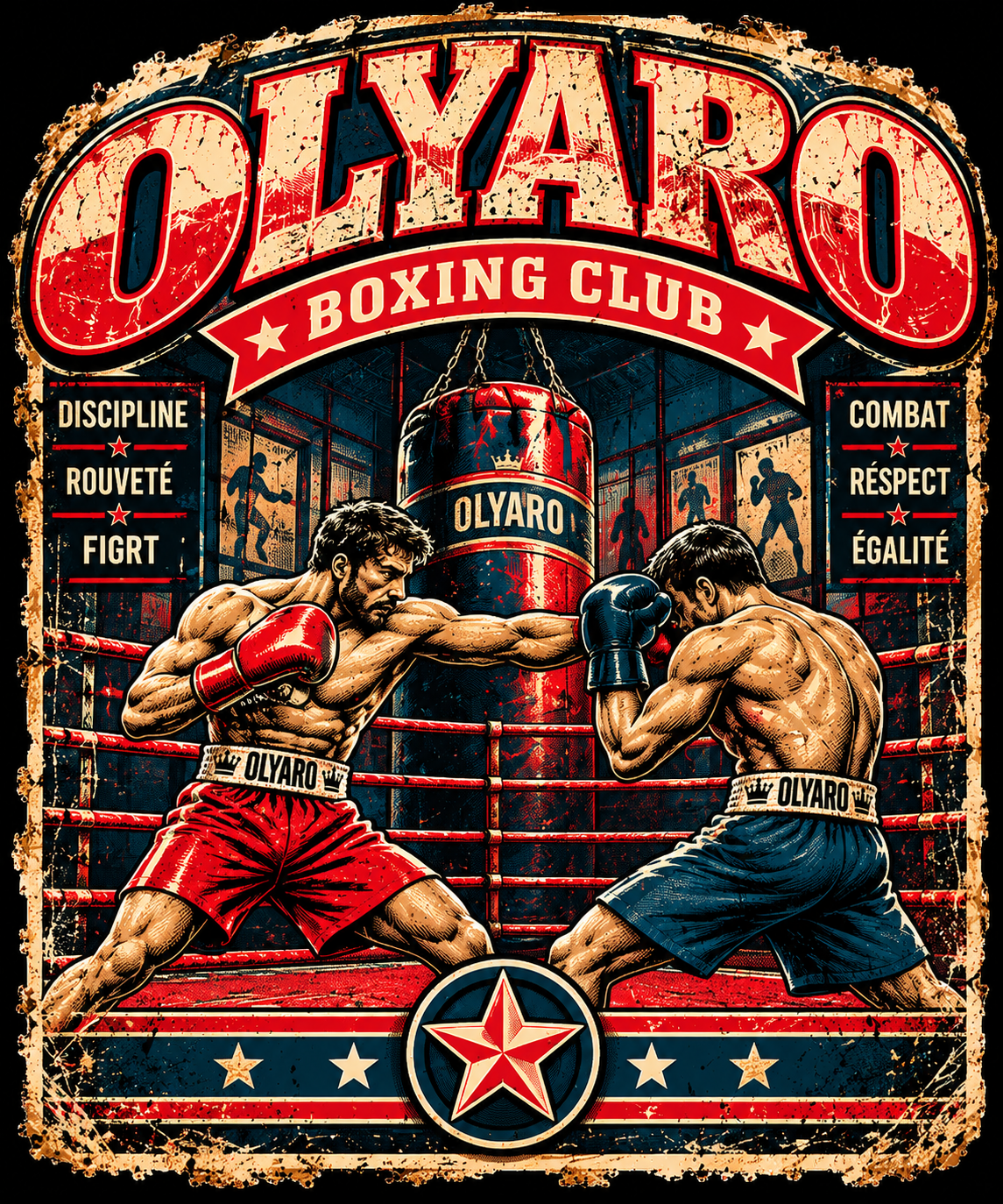 OLYARO -T-Shirt Black Edition Vintage Boxinng