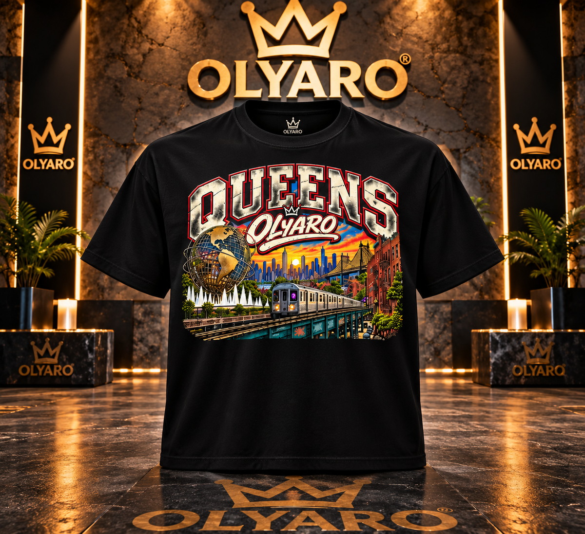OLYARO -T-Shirt Black Edition Queens