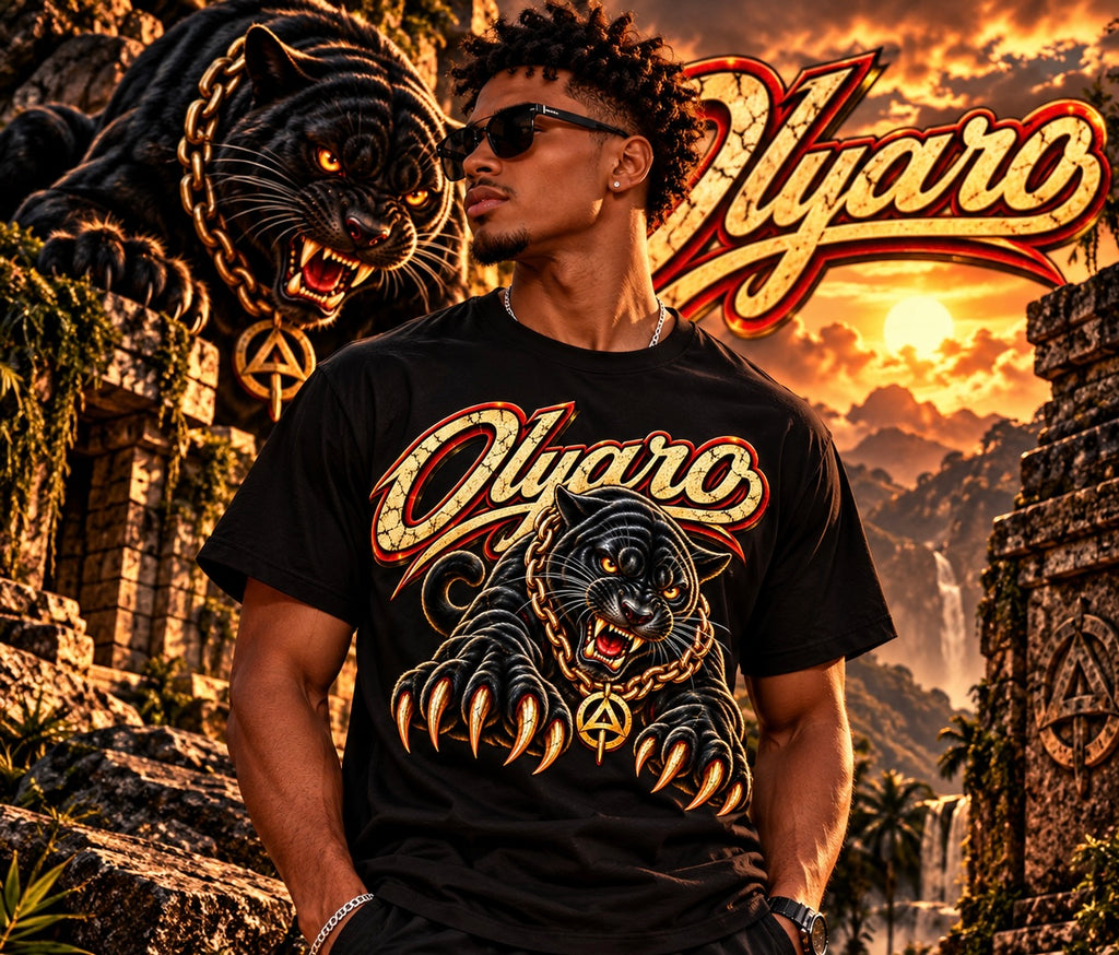 OLYARO -T-Shirt Black Edition Vintage Panthere