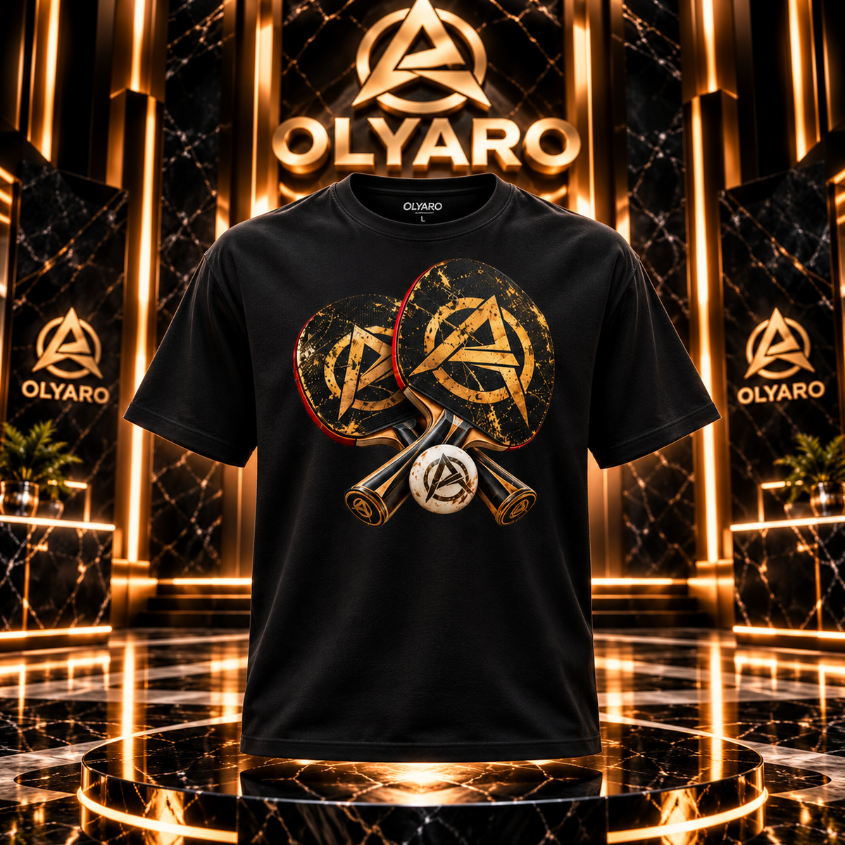 OLYARO -T-Shirt Black Edition Ping Pong