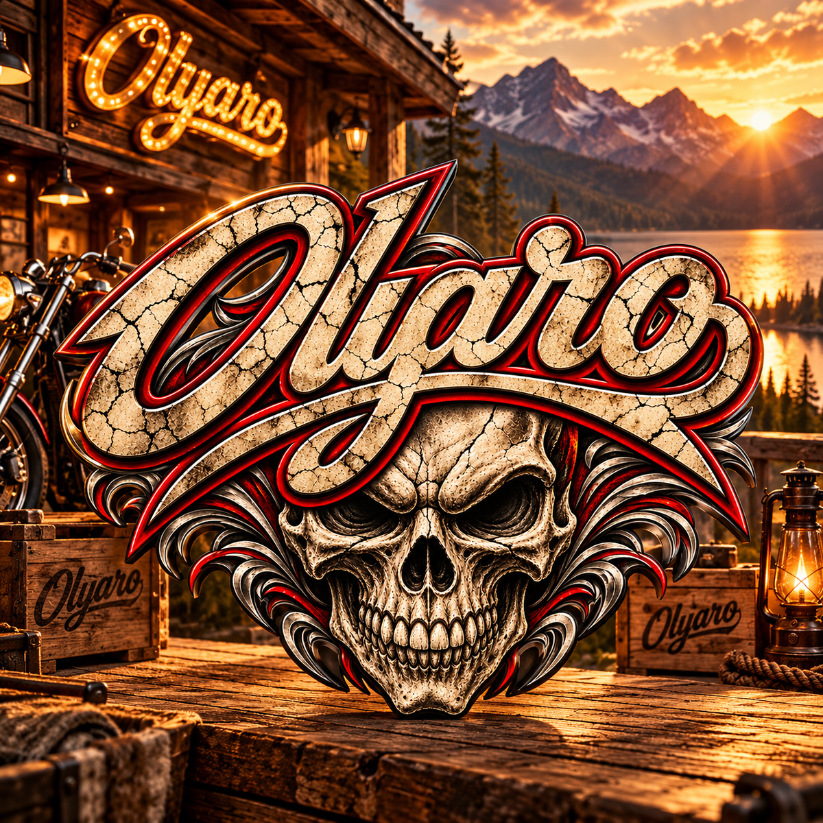 OLYARO -T-Shirt Black Edition Vintage Skulls