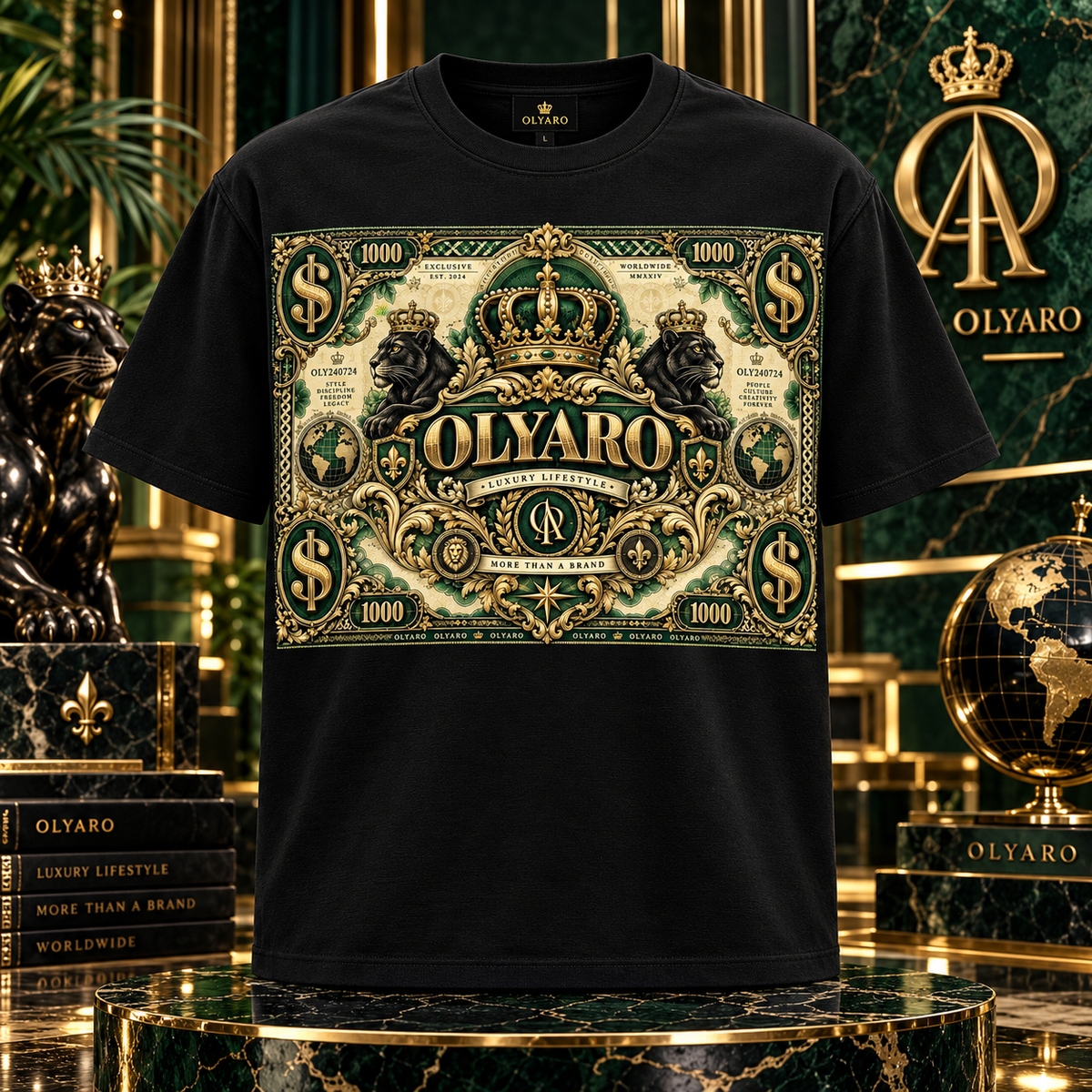 OLYARO -T-Shirt Black Edition Dollars