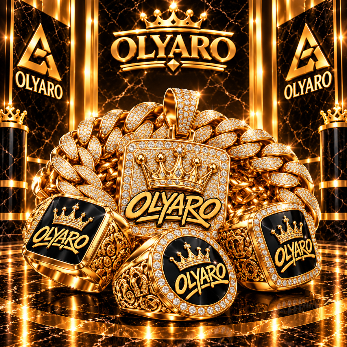OLYARO -T-Shirt Black Edition Bijoux