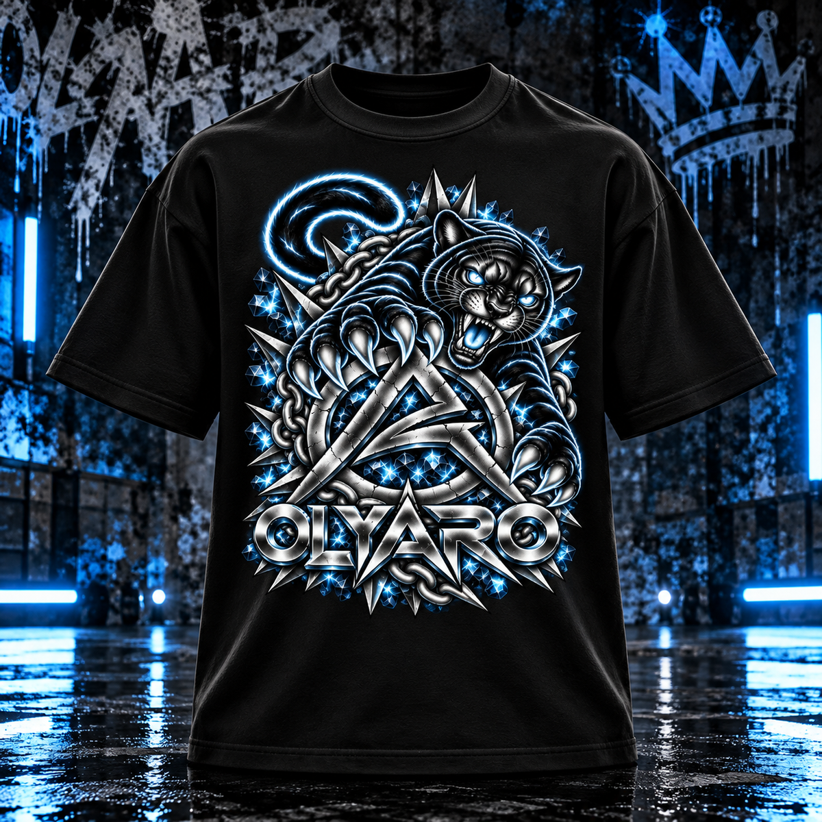 OLYARO -T-Shirt Black Edition Classic/White