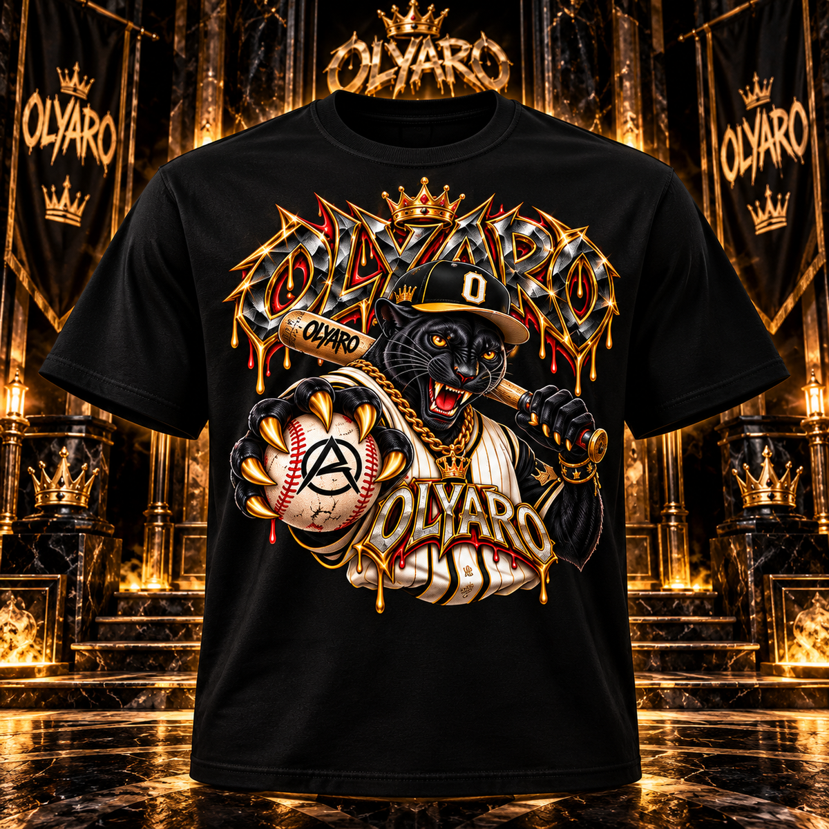 OLYARO -T-Shirt Black Edition Baseball