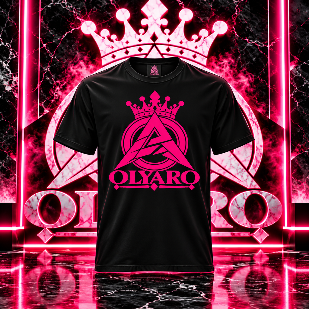 OLYARO -T-Shirt Black Edition Classic King Pink