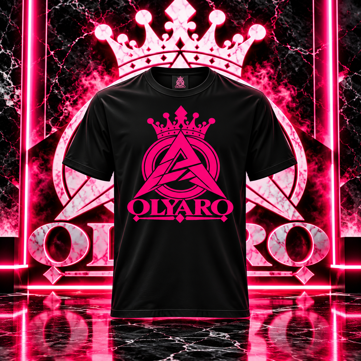 OLYARO -T-Shirt Black Edition Classic King Pink