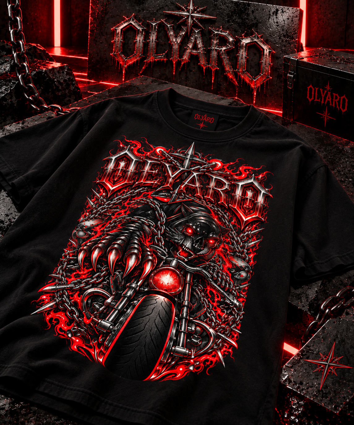 OLYARO -T-Shirt Black Edition Bikers