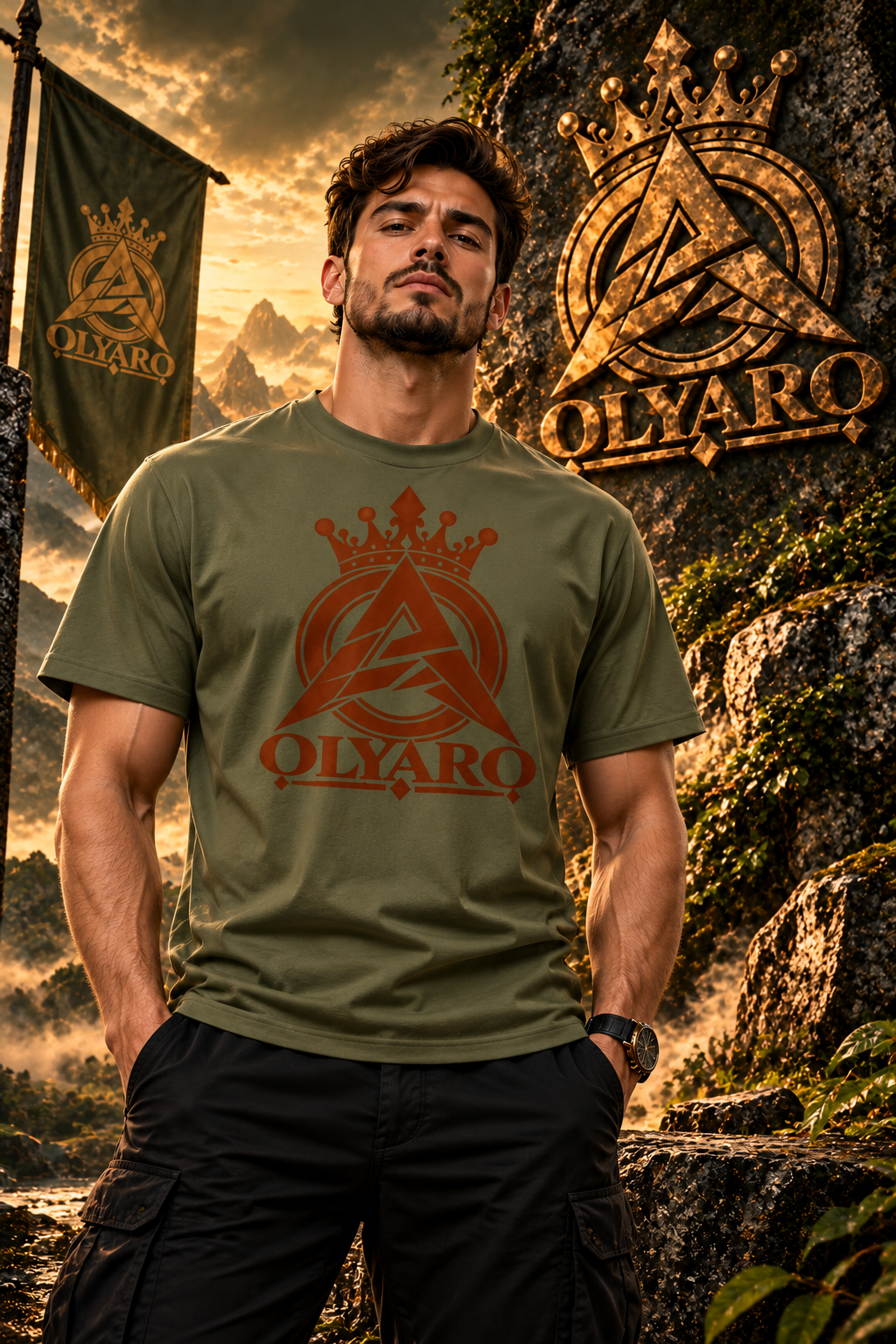 OLYARO -T-Shirt Kaki Edition classic King Brown