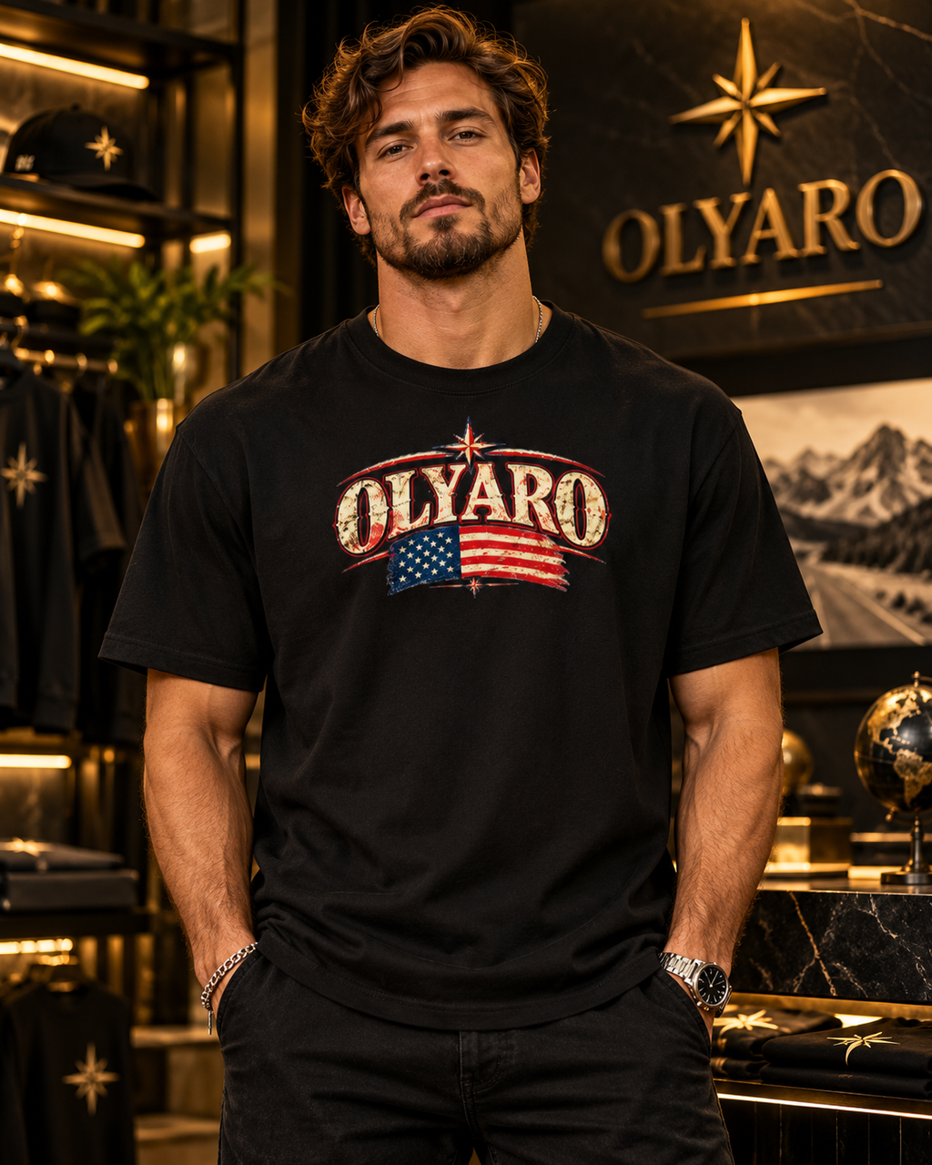 OLYARO -T-Shirt Black Edition Americana