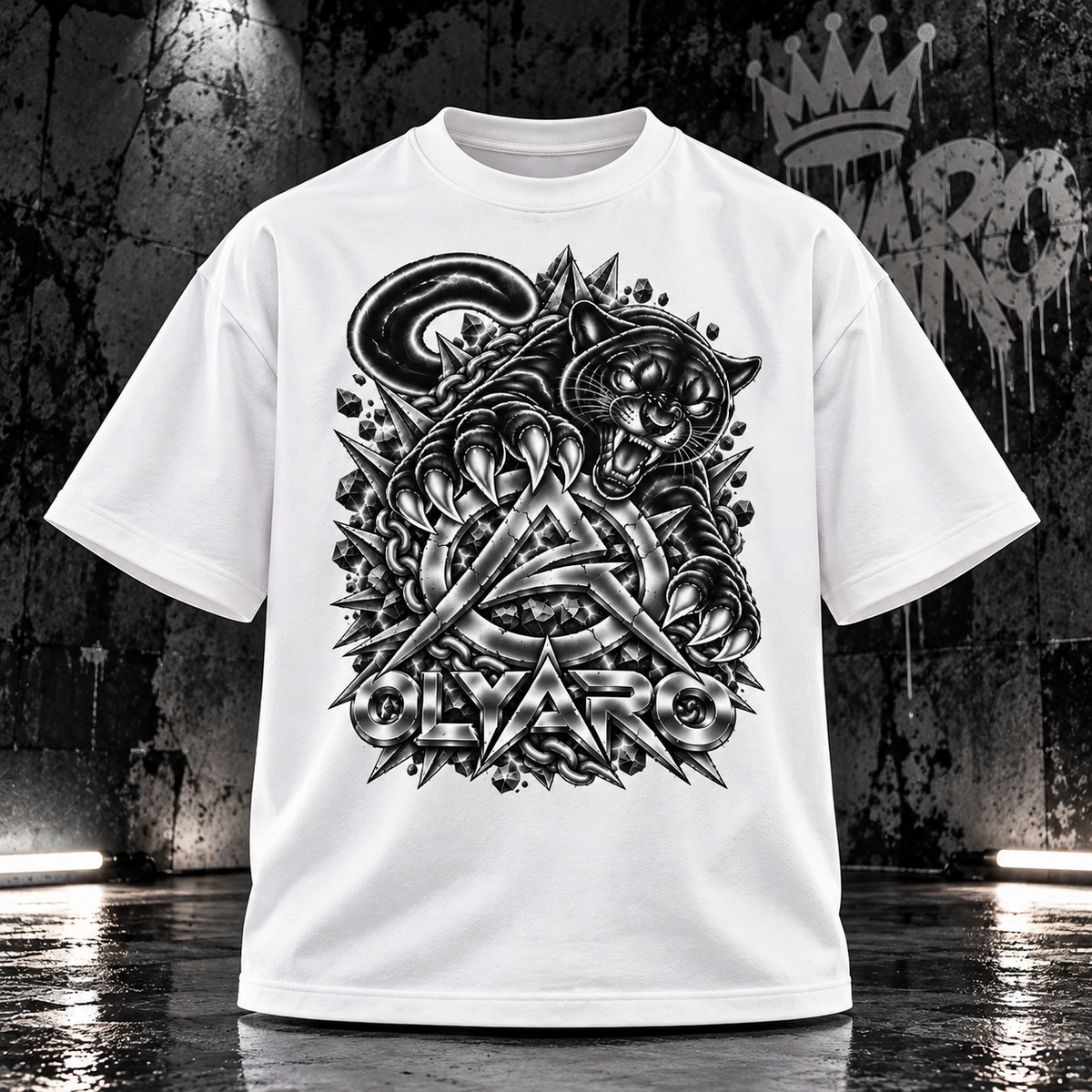 OLYARO -T-Shirt White Edition Classic/Black