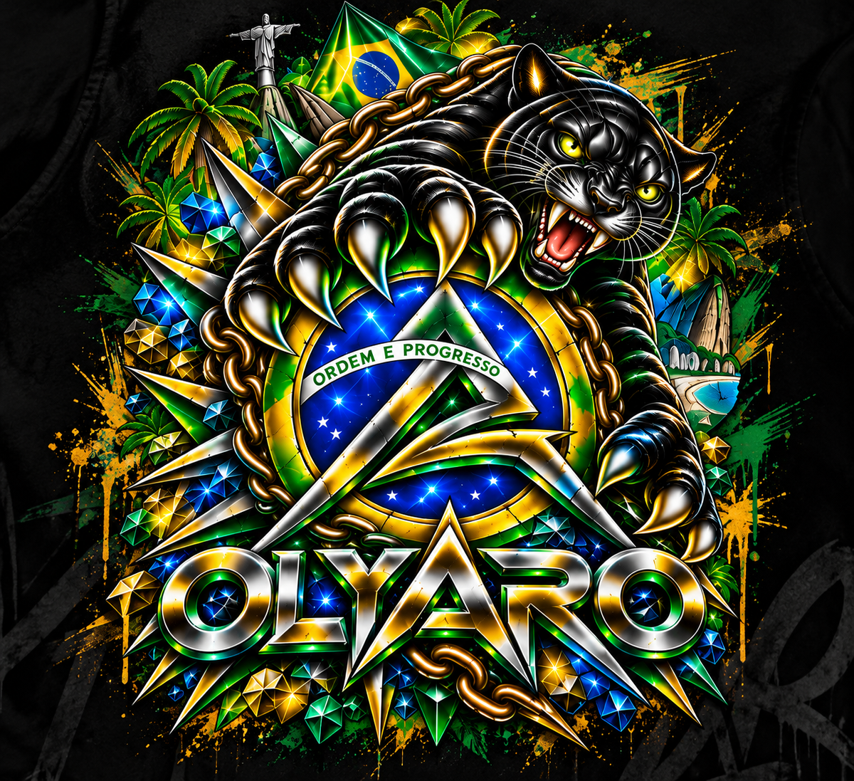 OLYARO -T-Shirt Black Edition Brésil