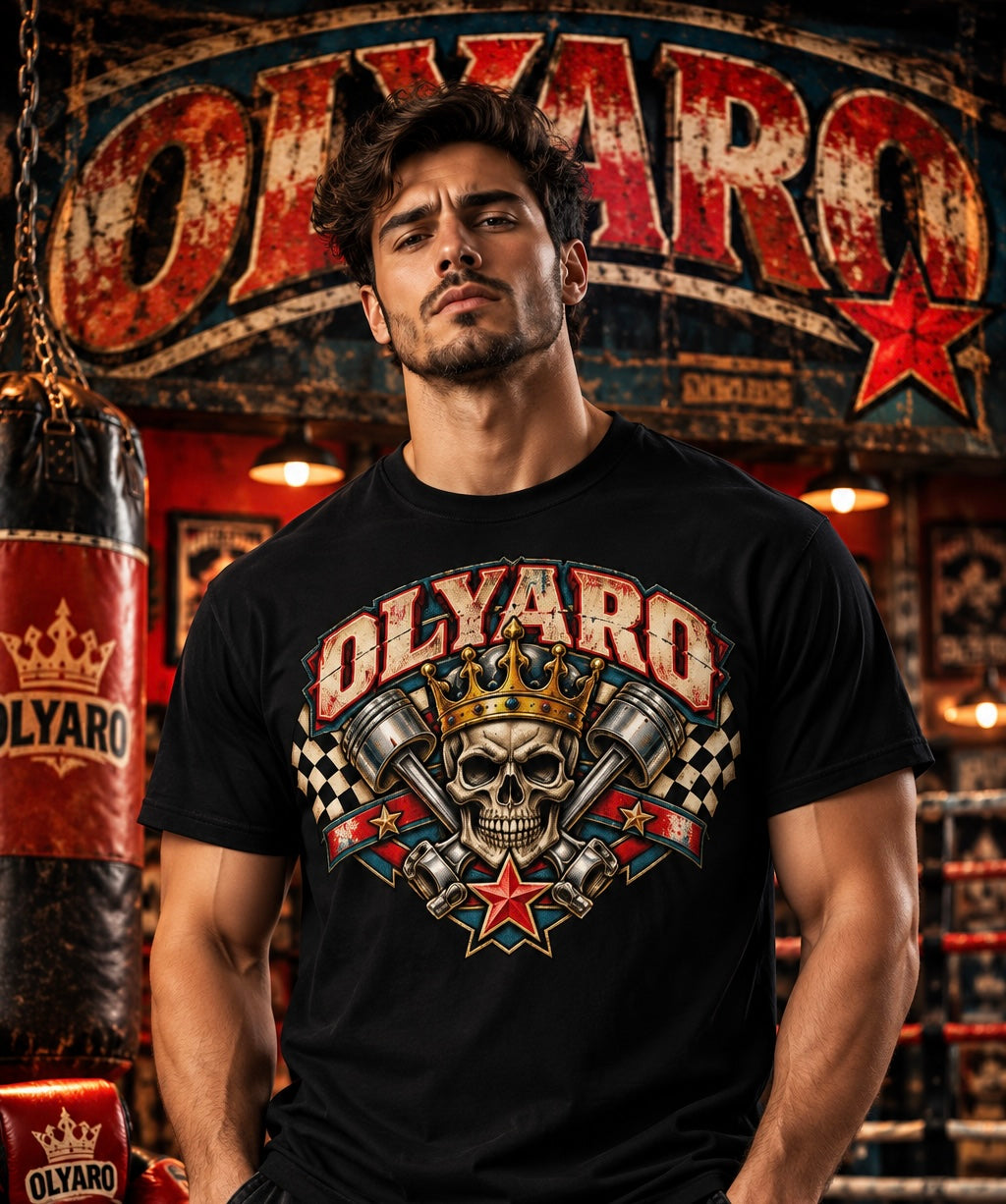 OLYARO -T-Shirt Black Edition Vintage Pistons