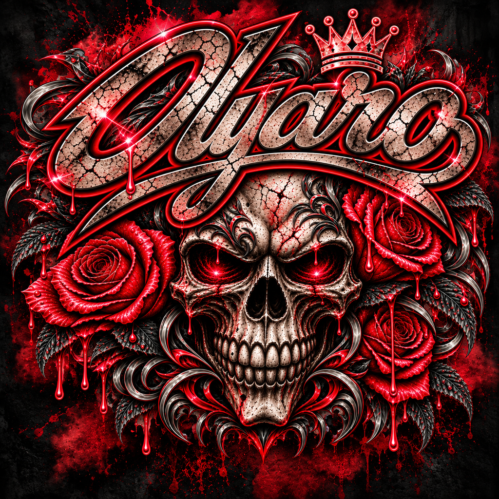 OLYARO - T-Shirt Black Edition Skulls Red