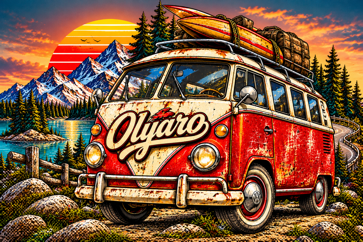 OLYARO -T-Shirt Black Edition Vintage Van