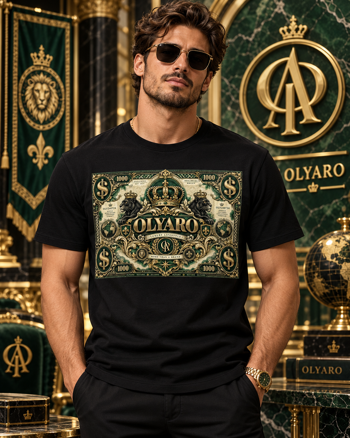 OLYARO -T-Shirt Black Edition Dollars