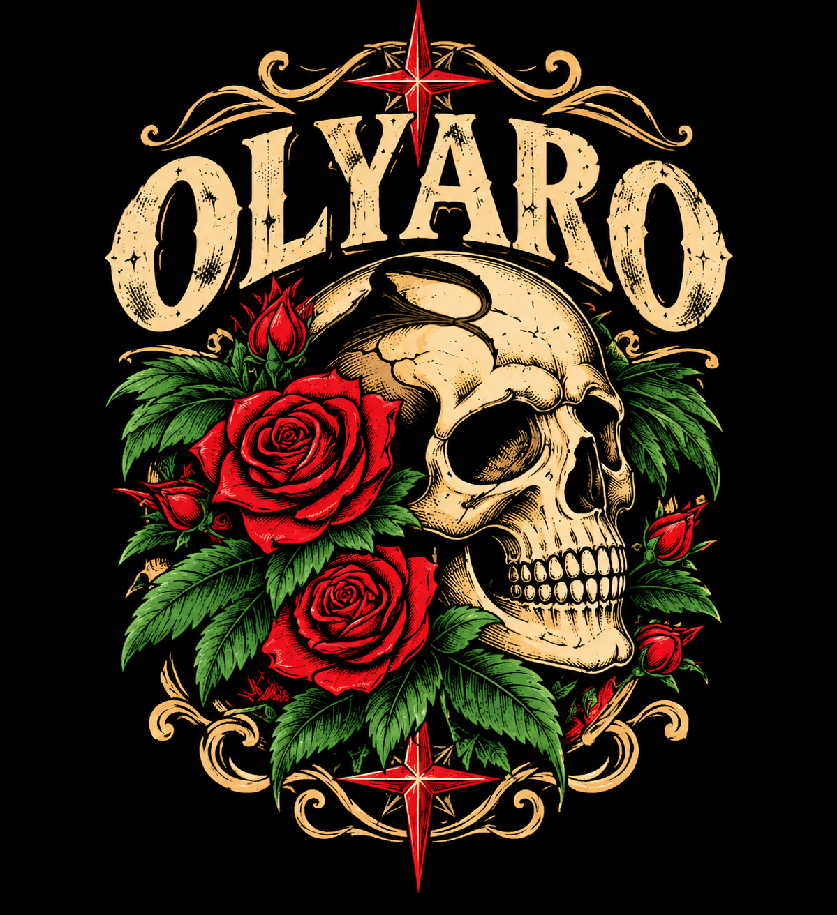 OLYARO -T-Shirt Black Edition Skulls
