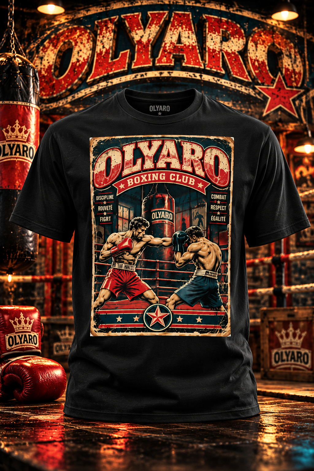 OLYARO -T-Shirt Black Edition Vintage Boxinng