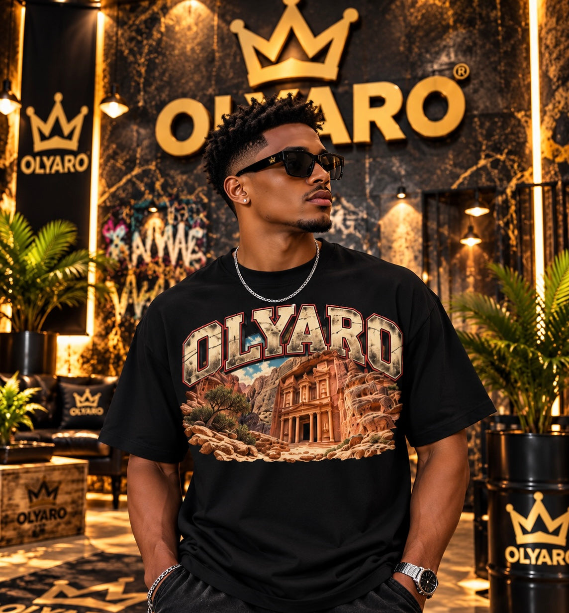 OLYARO -T-Shirt Black Edition Petra