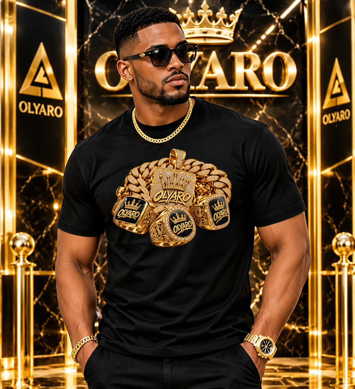 OLYARO -T-Shirt Black Edition Bijoux