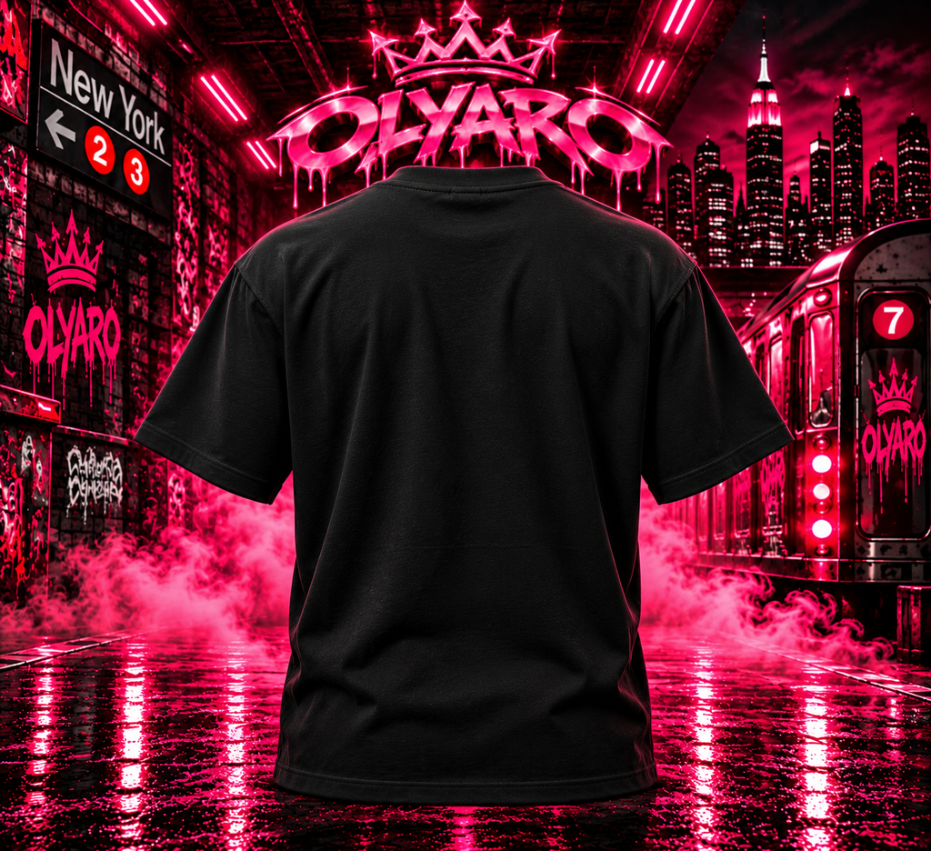 OLYARO -T-Shirt Black Panthere Pink