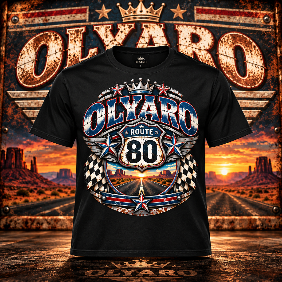 OLYARO -T-Shirt Black Edition Route 80