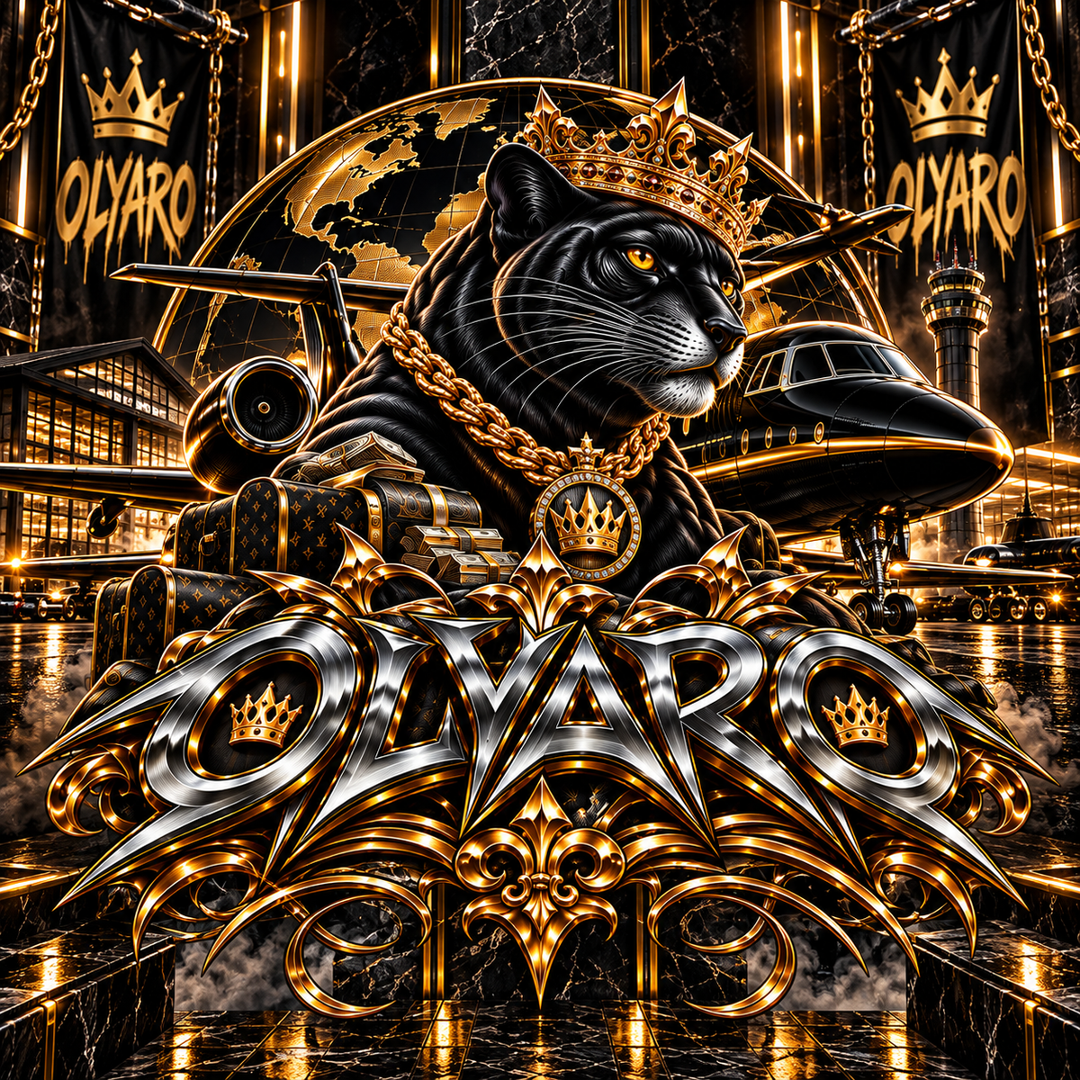 OLYARO -T-Shirt Black Edition Aviation