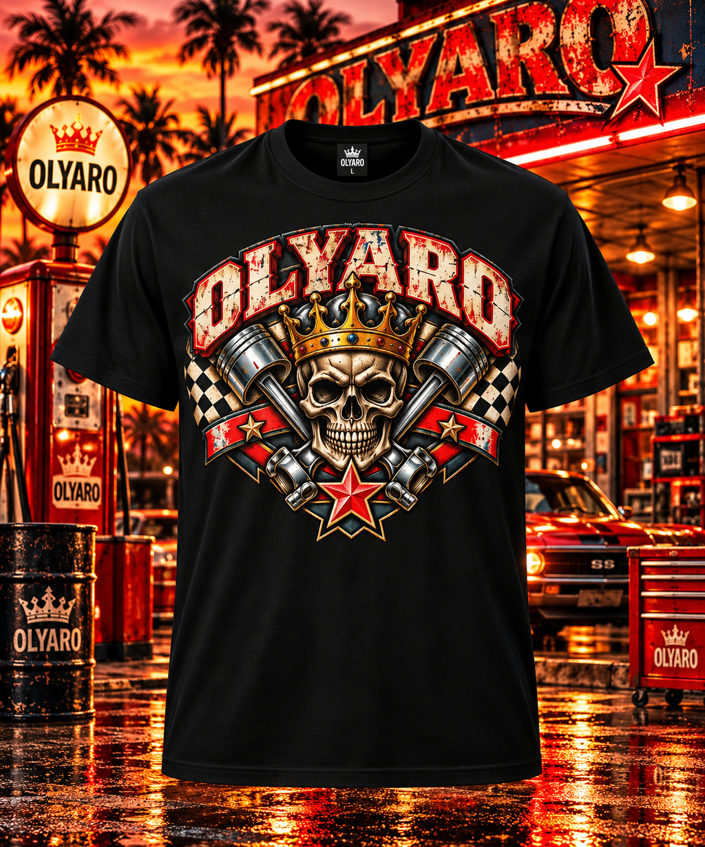 OLYARO -T-Shirt Black Edition Vintage Pistons