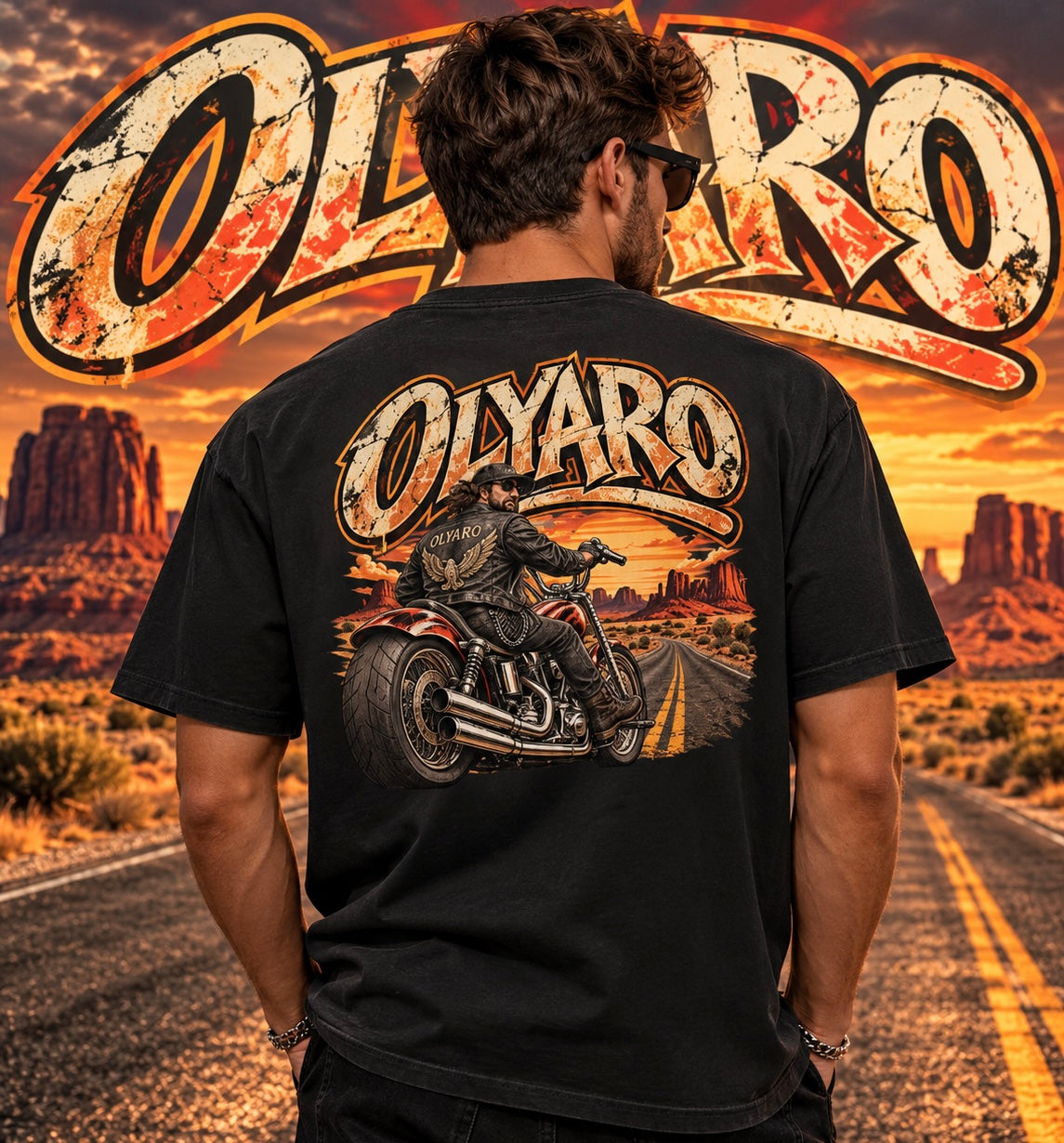 OLYARO -T-Shirt Black Edition Bikers
