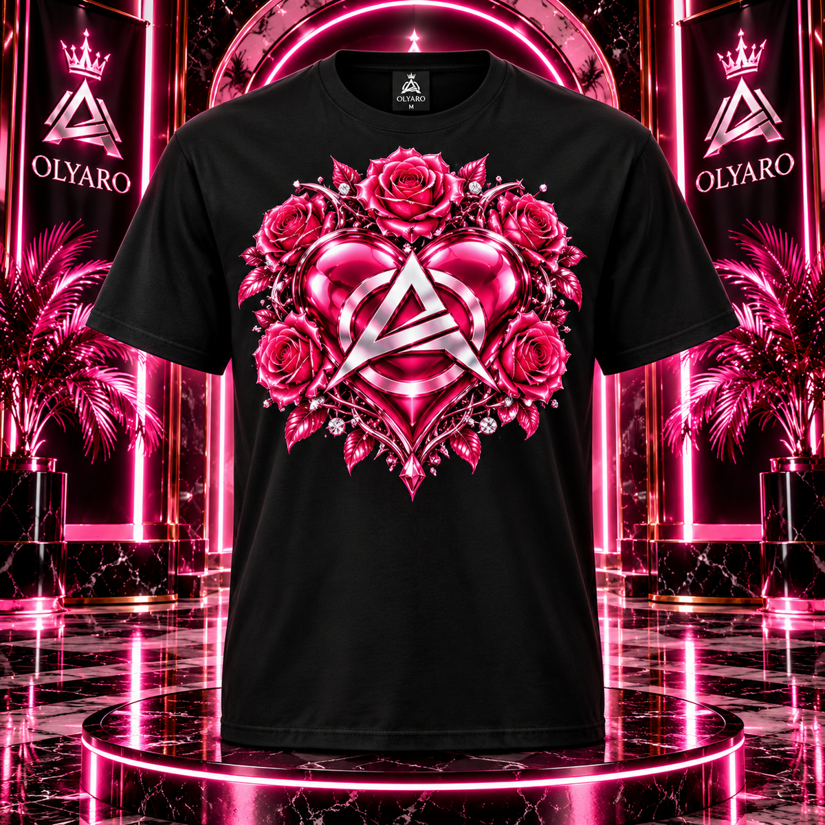 OLYARO -T-Shirt Black Edition Roses 2