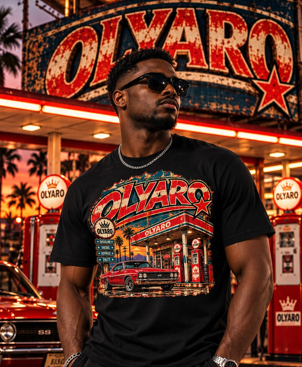 OLYARO -T-Shirt Black Edition Vintage Station
