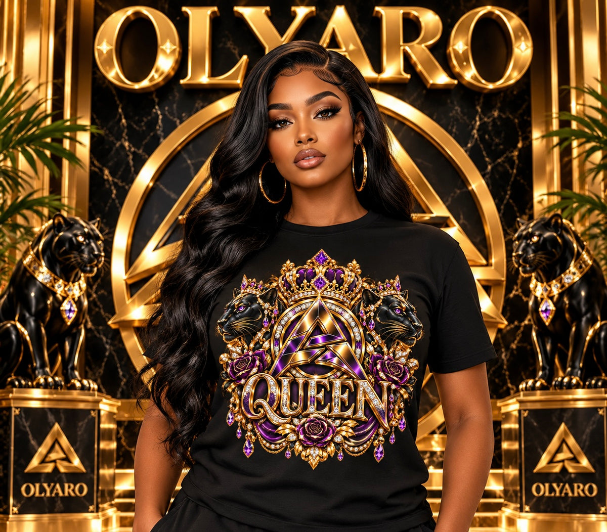 OLYARO -T-Shirt Black Edition Queen