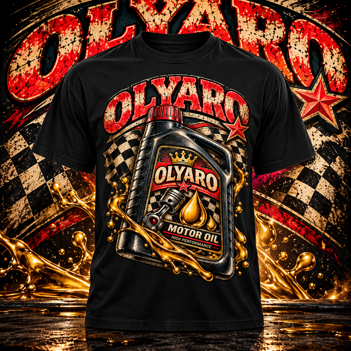 OLYARO -T-Shirt Edition Black Vintage Oil
