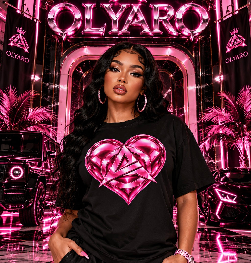 OLYARO -T-Shirt Black Big Heart