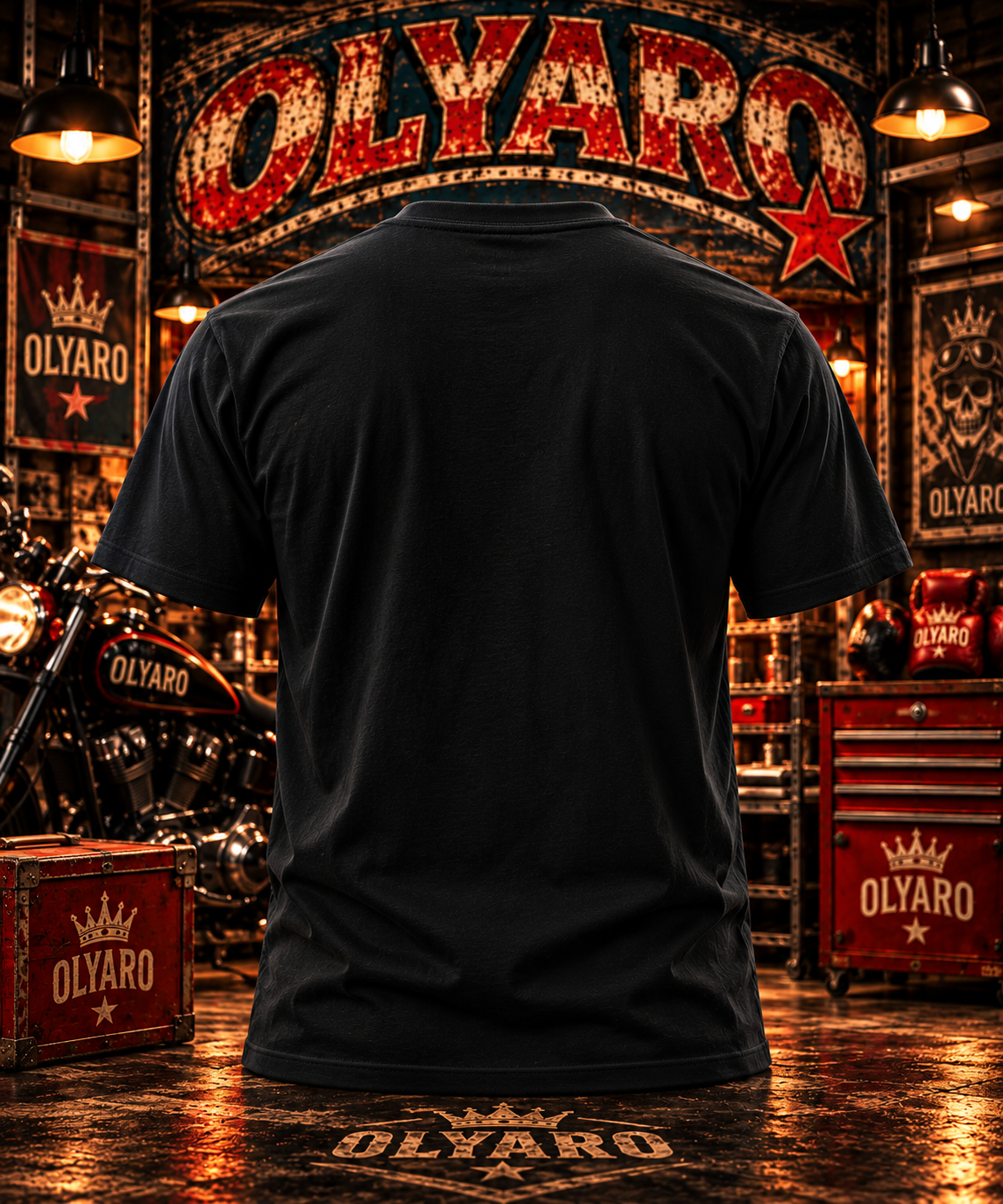 OLYARO -T-Shirt Black Edition Vintage Bike