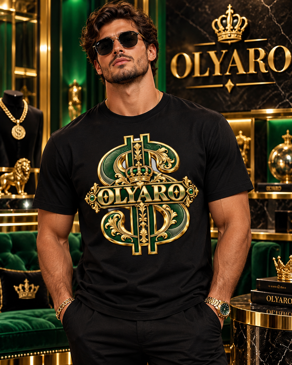 OLYARO -T-Shirt Black Edition Bling Bling