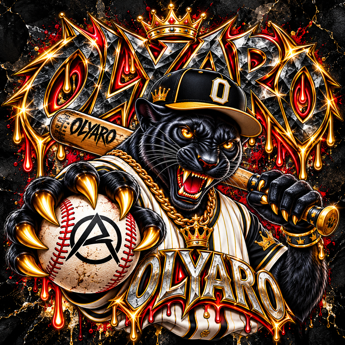 OLYARO -T-Shirt Black Edition Baseball