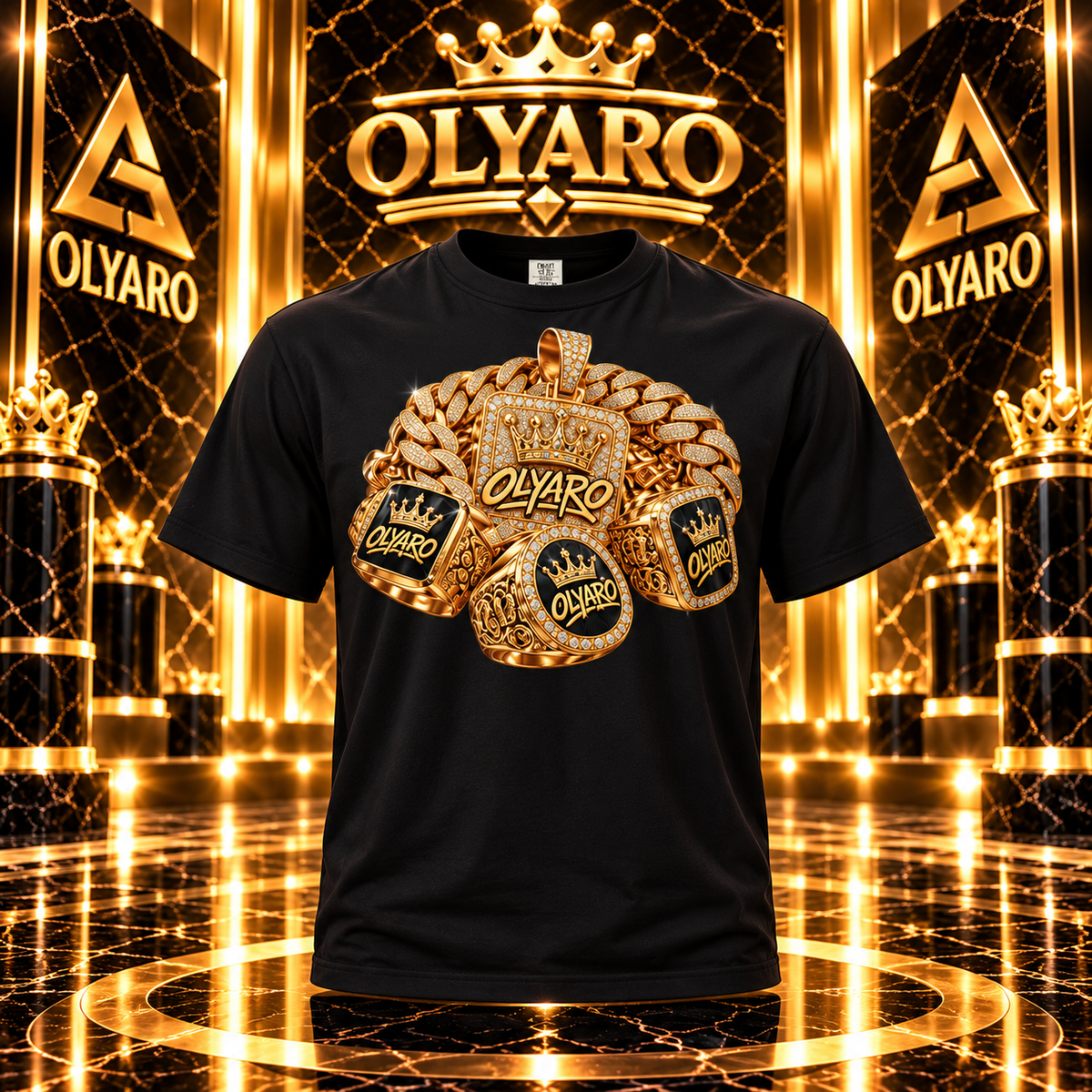 OLYARO -T-Shirt Black Edition Bijoux