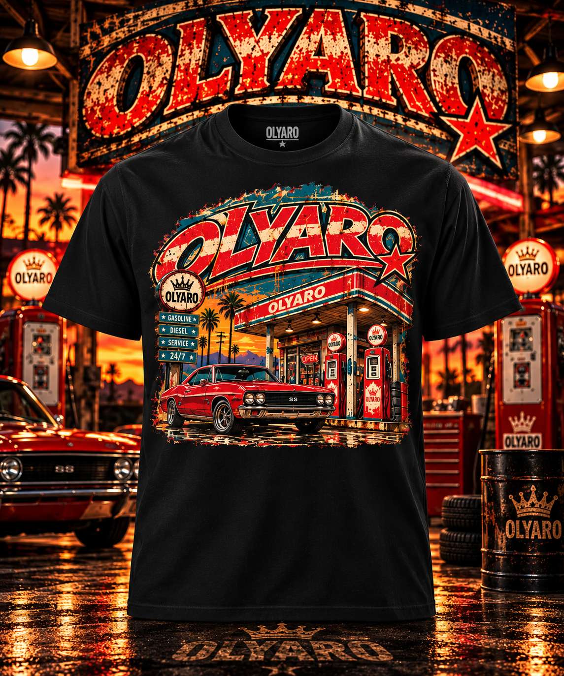 OLYARO -T-Shirt Black Edition Vintage Station