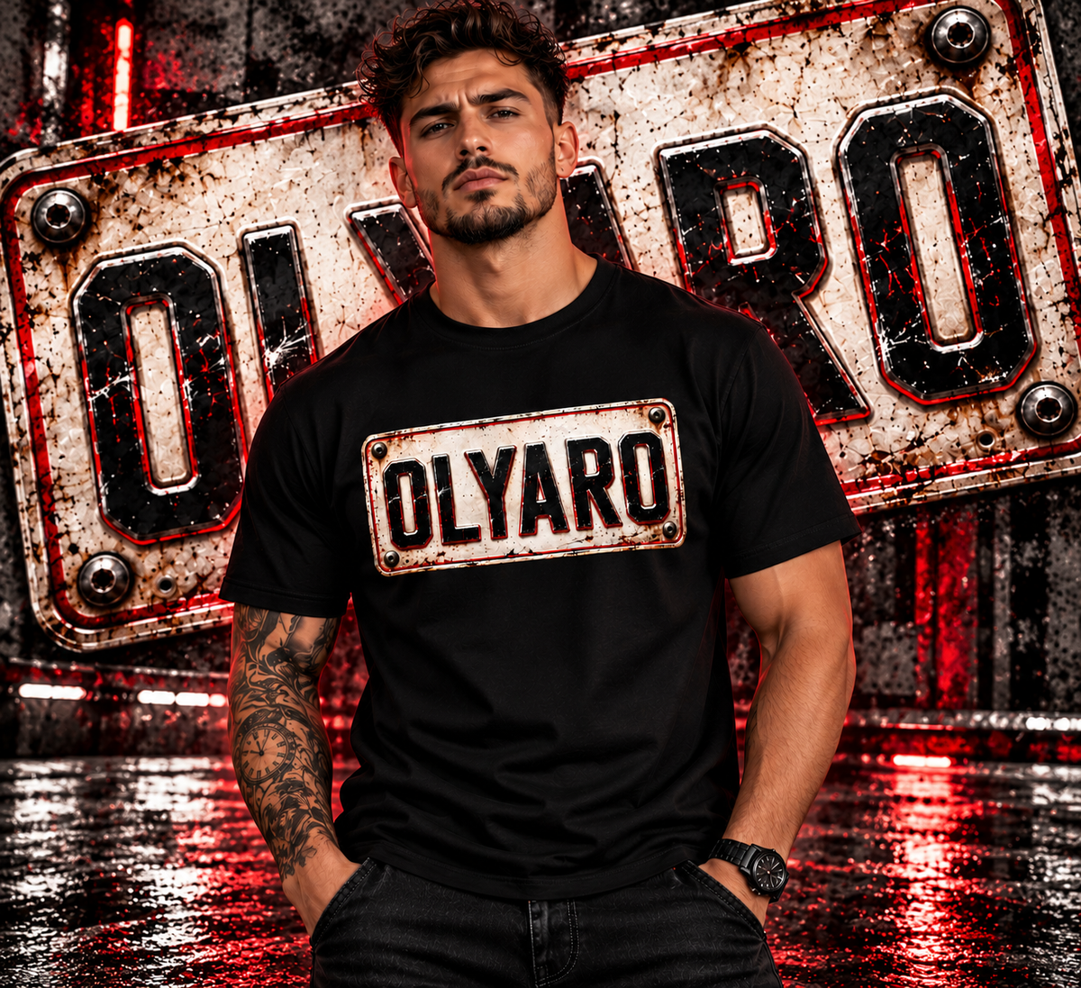 OLYARO -T-Shirt Black Edition Plaque